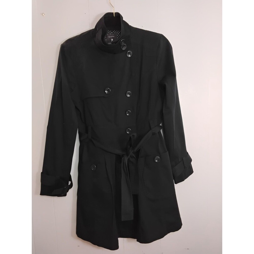 Forever 21 Navy Blue  Trench Coat Women size M Vintage